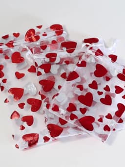 10pcs/lot 9x12cm Red Heart Organza Bags Gift Jewelry Packaging Storage Bags For Wedding Christmas Candy Gift Drawstring Pouches