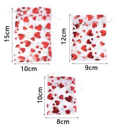 10pcs/lot 9x12cm Red Heart Organza Bags Gift Jewelry Packaging Storage Bags For Wedding Christmas Candy Gift Drawstring Pouches
