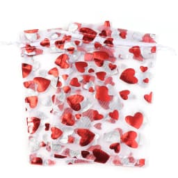10pcs/lot 9x12cm Red Heart Organza Bags Gift Jewelry Packaging Storage Bags For Wedding Christmas Candy Gift Drawstring Pouches