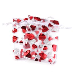 10pcs/lot 9x12cm Red Heart Organza Bags Gift Jewelry Packaging Storage Bags For Wedding Christmas Candy Gift Drawstring Pouches