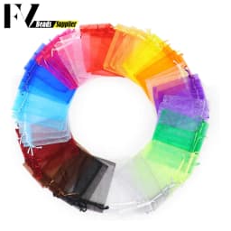 50pcs/lot Colorful Organza Bag 7x9cm 9x12cm 10x15cm Gift Wedding Packaging Display Jewelry Tulle Drawstring Bags Jewelry Pouches