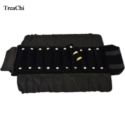 Fine Mini Jewelry Travel Roll Bag Fashion Black Grey Velvet Ring Storage Organizer Pouch Personalized Ring Carrying Case