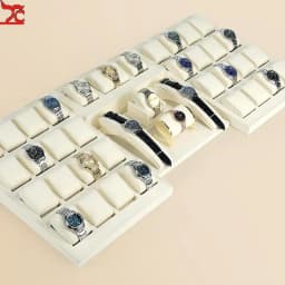 Beige White Pillow Wrapped Metal Watch Display Case High-End Microfiber Watch Bracelet Display Rack Counter Watch Display Tray