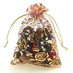 100Pcs/lot 7X9cm 9X12cm 11X16cm 13X18cm Gold Color Love Heart Rose Organza Bag Wedding Candy Gift Christmas Bags Jewelry Packing