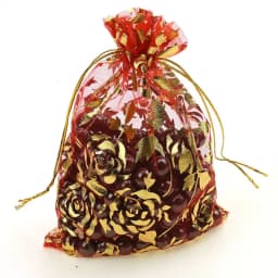 100Pcs/lot 7X9cm 9X12cm 11X16cm 13X18cm Gold Color Love Heart Rose Organza Bag Wedding Candy Gift Christmas Bags Jewelry Packing