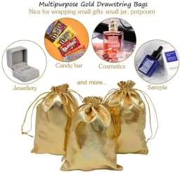 50Pcs/lot 7x9cm 9x12cm Gold Color Silver Color Adjustable Jewelry Packing Bags For Party Candy Drawstring Wedding Gift Bags