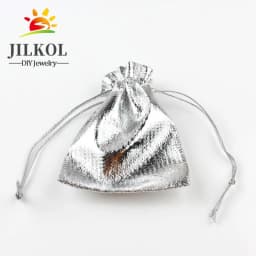 50Pcs/lot 7x9cm 9x12cm Gold Color Silver Color Adjustable Jewelry Packing Bags For Party Candy Drawstring Wedding Gift Bags