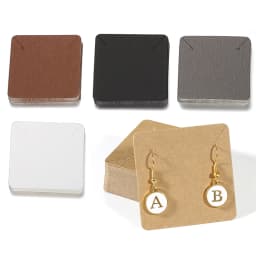 Earring Cards and 50pcs Bags 5x5cm Card Necklace Earring Display Cards Self-Seal Bags Kraft Paper Card for DIY Jewelry Packaging