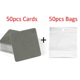 Earring Cards and 50pcs Bags 5x5cm Card Necklace Earring Display Cards Self-Seal Bags Kraft Paper Card for DIY Jewelry Packaging