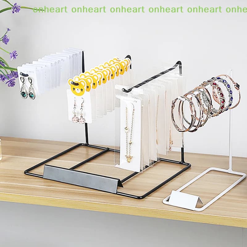 [C]Iron Bracket Jewelry Display Rack Household Desktop Decoration Earrings Necklace Storage Headrope String Organizing Rack