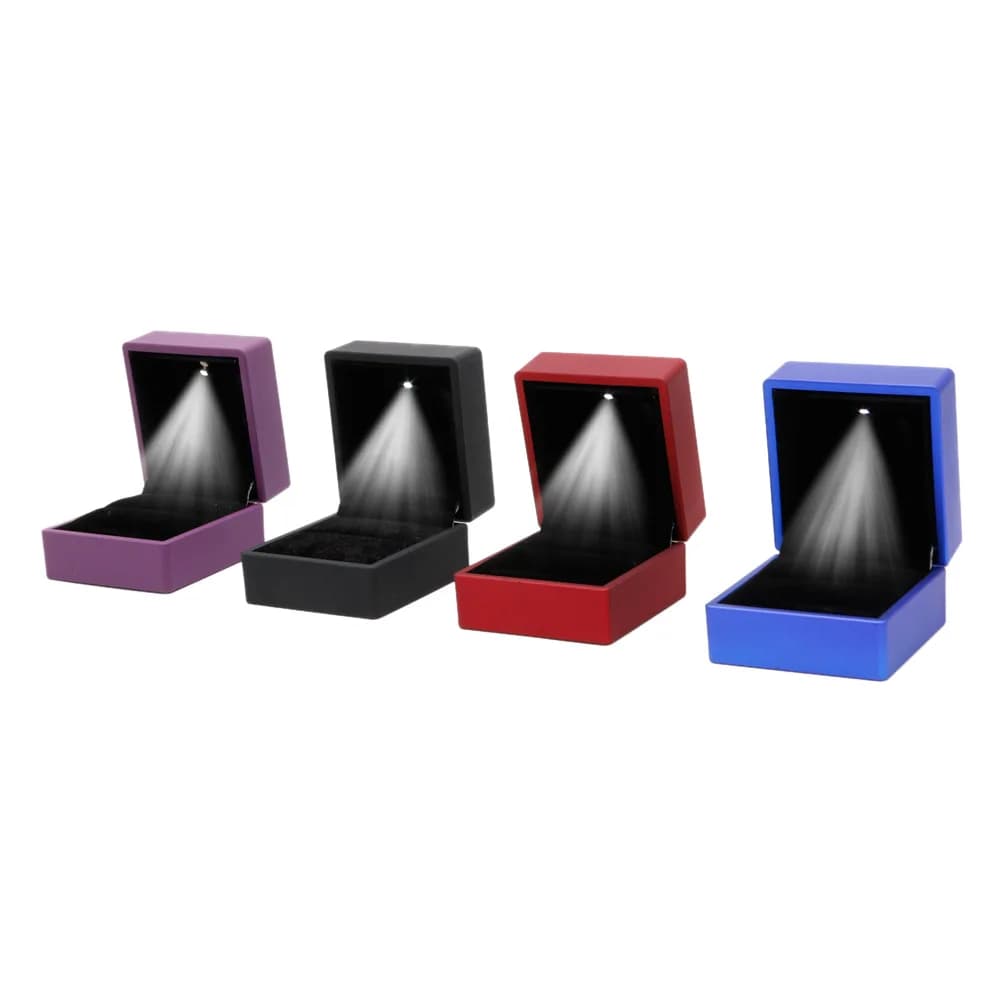 Engagement Ring Box Earrings Jewelry Ring Box Case with LED Lighted up for Proposal Engagement Wedding Gift