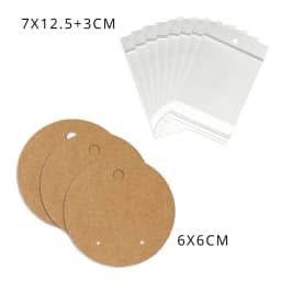 50 pcs 6x6cm Circular Earrings Jewelry Display Kraft Paper Card With Or Without Bags Wholesale Packaging Small Business Supplier