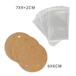 50 pcs 6x6cm Circular Earrings Jewelry Display Kraft Paper Card With Or Without Bags Wholesale Packaging Small Business Supplier