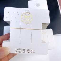 20/50Pcs 8x8cm Hair Clip Display Cards Gold Handmade Fonts Cards Hairpin Tags Hair Jewelry Packaging Cardboard