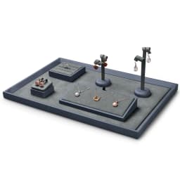 Oirlv Jewelry Stand Display For Business Grey Leather Earring Jewelry Display Stand Necklace Bracelet Watch Jewelry Holder Stand