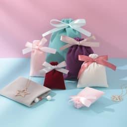 50Pcs Jewelry Velvet Bag Ribbon Drawstring Bowknot Pouch Suede Microfiber Ring Earrings Stud Bracelet Pendant Necklace Organizer