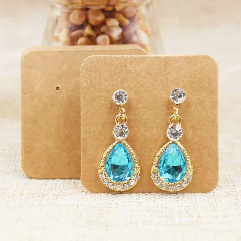 100pcs DIY Blank Stud/Drop Earring Packing Card White/Kraft/Black Cardboard Small Cute Earring Products Package Card 5*5cm