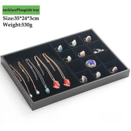 PU Black Velvet Jewelry Tray Jewellery Organizer Storage Box Watch Holder Necklace Ring Earring Pendant Stand Series For woman