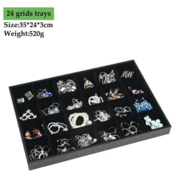 PU Black Velvet Jewelry Tray Jewellery Organizer Storage Box Watch Holder Necklace Ring Earring Pendant Stand Series For woman