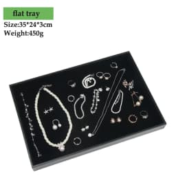 PU Black Velvet Jewelry Tray Jewellery Organizer Storage Box Watch Holder Necklace Ring Earring Pendant Stand Series For woman