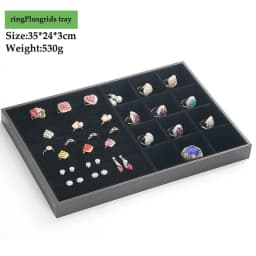 PU Black Velvet Jewelry Tray Jewellery Organizer Storage Box Watch Holder Necklace Ring Earring Pendant Stand Series For woman