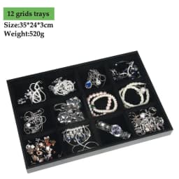 PU Black Velvet Jewelry Tray Jewellery Organizer Storage Box Watch Holder Necklace Ring Earring Pendant Stand Series For woman