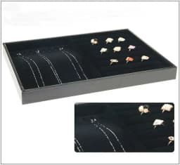 PU Black Velvet Jewelry Tray Jewellery Organizer Storage Box Watch Holder Necklace Ring Earring Pendant Stand Series For woman