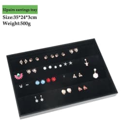 PU Black Velvet Jewelry Tray Jewellery Organizer Storage Box Watch Holder Necklace Ring Earring Pendant Stand Series For woman