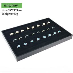 PU Black Velvet Jewelry Tray Jewellery Organizer Storage Box Watch Holder Necklace Ring Earring Pendant Stand Series For woman