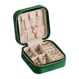 Plush Velvet Jewelry Box Necklace Ring Earrings Organizer Holder Travel Portable Zipper Square Jewelry Storage Case For Women