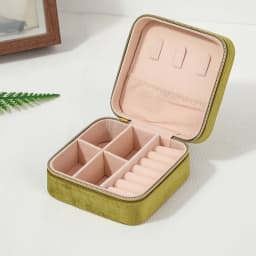 Plush Velvet Jewelry Box Necklace Ring Earrings Organizer Holder Travel Portable Zipper Square Jewelry Storage Case For Women
