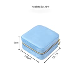 Plush Velvet Jewelry Box Necklace Ring Earrings Organizer Holder Travel Portable Zipper Square Jewelry Storage Case For Women