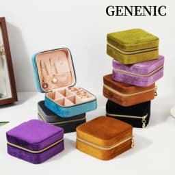 Plush Velvet Jewelry Box Necklace Ring Earrings Organizer Holder Travel Portable Zipper Square Jewelry Storage Case For Women