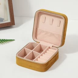 Plush Velvet Jewelry Box Necklace Ring Earrings Organizer Holder Travel Portable Zipper Square Jewelry Storage Case For Women
