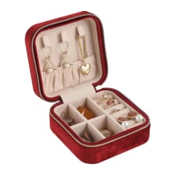 Plush Velvet Jewelry Box Necklace Ring Earrings Organizer Holder Travel Portable Zipper Square Jewelry Storage Case For Women