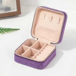 Plush Velvet Jewelry Box Necklace Ring Earrings Organizer Holder Travel Portable Zipper Square Jewelry Storage Case For Women