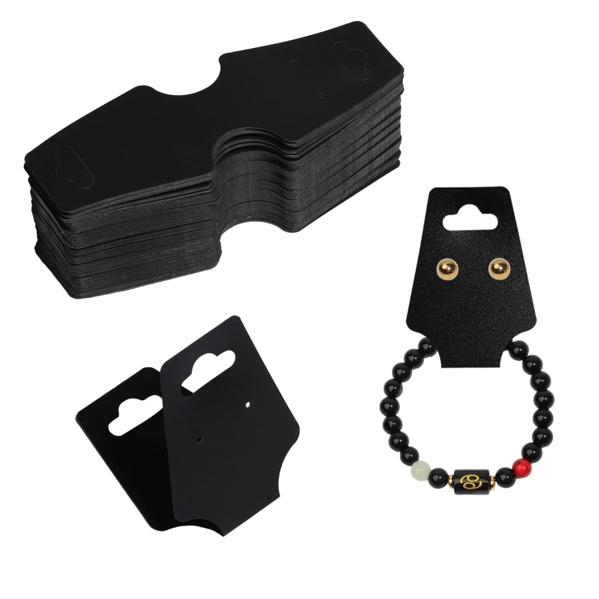 50Pcs Black White Necklace Bracelets Jewellery Packing Card Display Holder Cardboard Hanging Tag For Jewelry Display card