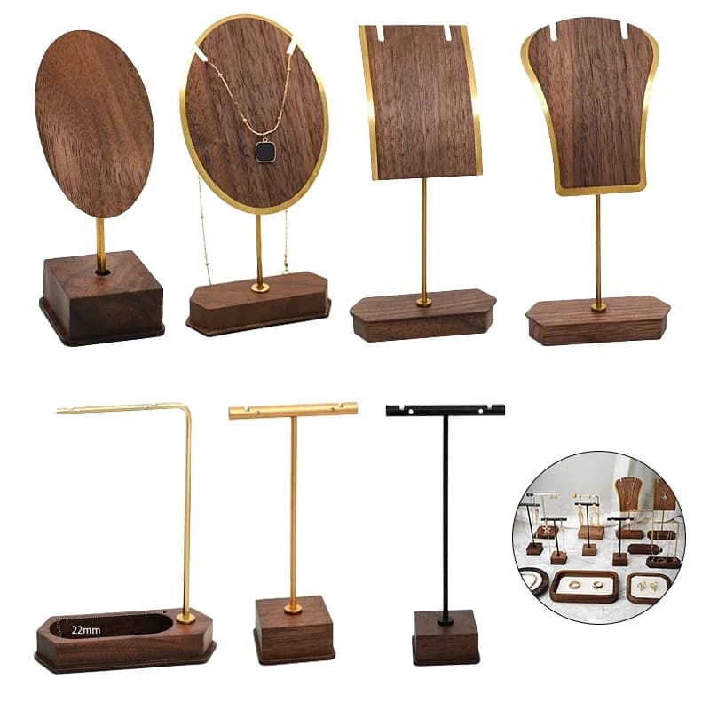 1PCS Jewelry Display Stand Necklace Earrings Jewelry Copper Wood Jewelry Display Props Shooting Jewelry Booth Display Pieces