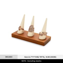 Oirlv Wooden Display Stand Set Beige Velvet Jewelry Ideal for Jeweler & Home Organizer for Necklaces Rings, Earrings, Bracelets