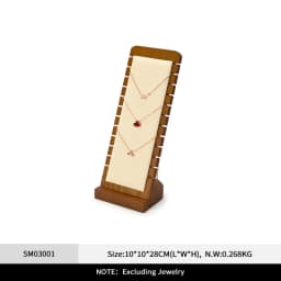 Oirlv Wooden Display Stand Set Beige Velvet Jewelry Ideal for Jeweler & Home Organizer for Necklaces Rings, Earrings, Bracelets