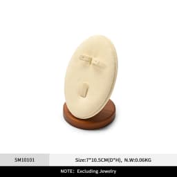 Oirlv Wooden Display Stand Set Beige Velvet Jewelry Ideal for Jeweler & Home Organizer for Necklaces Rings, Earrings, Bracelets