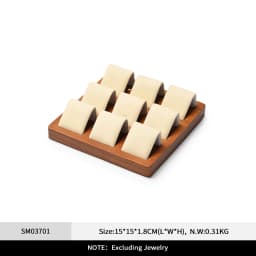 Oirlv Wooden Display Stand Set Beige Velvet Jewelry Ideal for Jeweler & Home Organizer for Necklaces Rings, Earrings, Bracelets