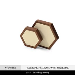 Oirlv Wooden Display Stand Set Beige Velvet Jewelry Ideal for Jeweler & Home Organizer for Necklaces Rings, Earrings, Bracelets