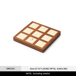 Oirlv Wooden Display Stand Set Beige Velvet Jewelry Ideal for Jeweler & Home Organizer for Necklaces Rings, Earrings, Bracelets