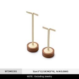 Oirlv Wooden Display Stand Set Beige Velvet Jewelry Ideal for Jeweler & Home Organizer for Necklaces Rings, Earrings, Bracelets