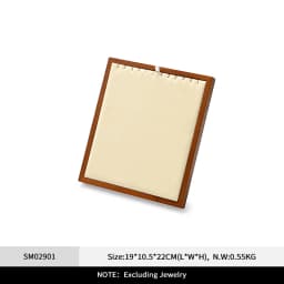 Oirlv Wooden Display Stand Set Beige Velvet Jewelry Ideal for Jeweler & Home Organizer for Necklaces Rings, Earrings, Bracelets