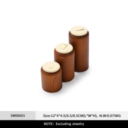 Oirlv Wooden Display Stand Set Beige Velvet Jewelry Ideal for Jeweler & Home Organizer for Necklaces Rings, Earrings, Bracelets