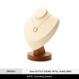 Oirlv Wooden Display Stand Set Beige Velvet Jewelry Ideal for Jeweler & Home Organizer for Necklaces Rings, Earrings, Bracelets
