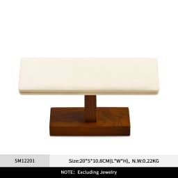 Oirlv Wooden Display Stand Set Beige Velvet Jewelry Ideal for Jeweler & Home Organizer for Necklaces Rings, Earrings, Bracelets