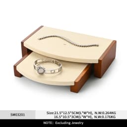 Oirlv Wooden Display Stand Set Beige Velvet Jewelry Ideal for Jeweler & Home Organizer for Necklaces Rings, Earrings, Bracelets